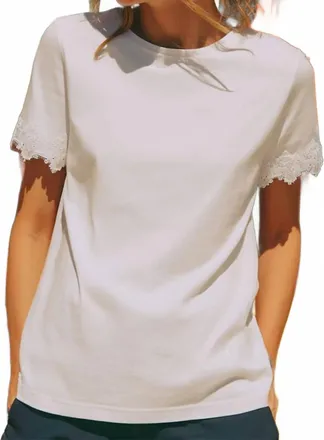 Vilagallo Crochet Sleeve Top In White