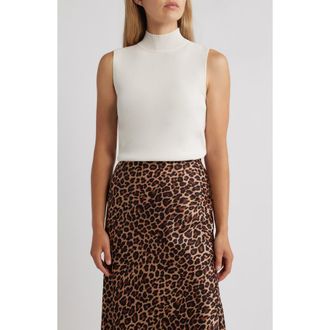 Anne Klein Sleeveless Mock Neck Sweater in White Dove at Nordstrom, Size Medium