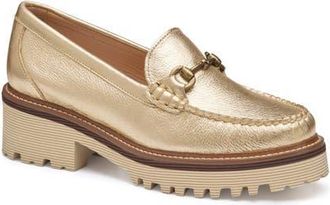 Johnston & Murphy Emmalynn Lug Sole Bit Loafer in Gold Metallic at Nordstrom, Size 8.5