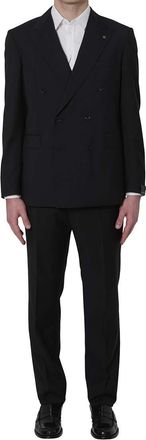 Tagliatore Black Double Breasted Suit