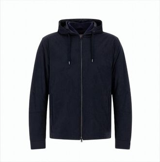 Herno Hooded Resort Jacket In Melange Suede