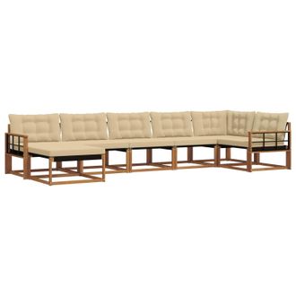 vidaXL Conjunto De Sof&aacute;s De Exterior Con Coj&iacute;n 7 Pcs Natural Y Beige Vidaxl