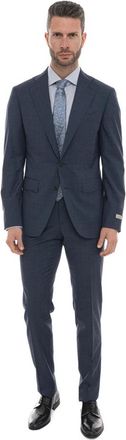 Canali Kostuum met 2 knopen - Heren - Business pakken - Blauw - 2XL - Wol - Kostuums