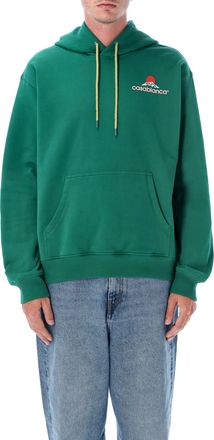 Casablanca Mens Montagne Printed Hoodie - Dark Green Cotton - Size X-Large