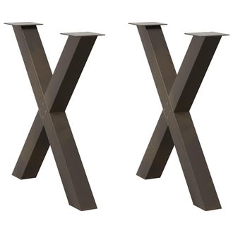 Berkfield Home Dining Table Legs X-Shaped 2 pcs Natural Steel 80x(72-73) cm Steel in Brown
