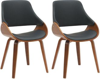 Clp Conjunto 2 Sillas De Comedor Vangale Nogal/negro Simil Cuero