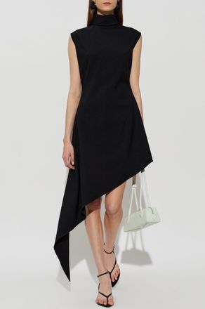 Alaia Wool Dress With An Asymmetric Cut, Womens, Black