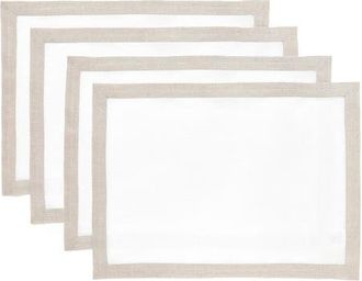 Solino Home Linen Placemats Set of 4, 14 x 19 Inch for Dining Table, Holiday and Everyday Table Decor - Classic in Natural And White at Nordstrom
