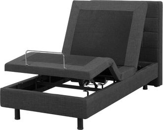 Beliani Modern eu Small Single 2ft6 Electric Bed Adjustable Remote Control Linen Dark Grey Duke