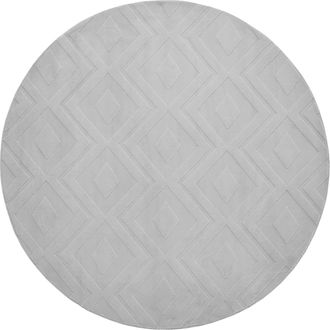 Beliani Alfombra Para Sala De Estar Moderna Forma Redonda Jacquard 160 X 160 Cm Pelo Corto Gris Kevirel