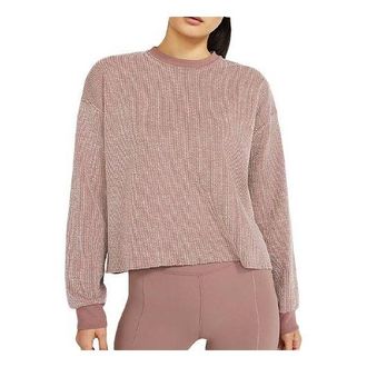 Nike (WMNS) Nike Yoga Casual Round Neck Pullover Long Sleeves Smoke Grey Purple Red T-Shirt CU6339-298