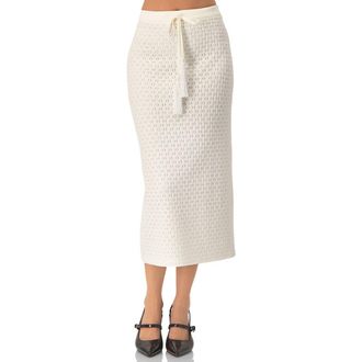 Ivonne Knit Midi Skirt with Tassel Tie Waist in Natural at Nordstrom, Size 12