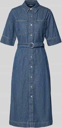 Tommy Hilfiger Fit and Flare Jeanskleid aus reiner Baumwolle in Marine Melange, Gr&ouml;&szlig;e 36