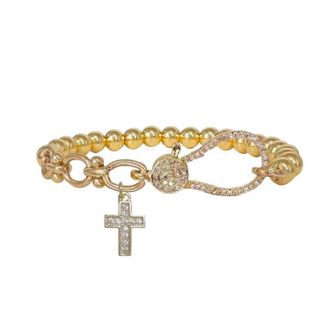 Love Womens Larissa Cross Stretch Bracelet In Gold
