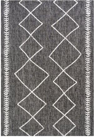 Jonathan Y Designs Derya Diamond Trellis Indoor/Outdoor Area Rug in Black/ivory at Nordstrom, Size 2Ft 0In X 8Ft 0In