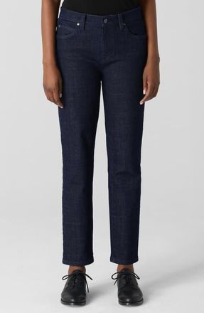 Eileen Fisher High Waist Ankle Slim Jeans in Deep Indigo at Nordstrom, Size Petite P
