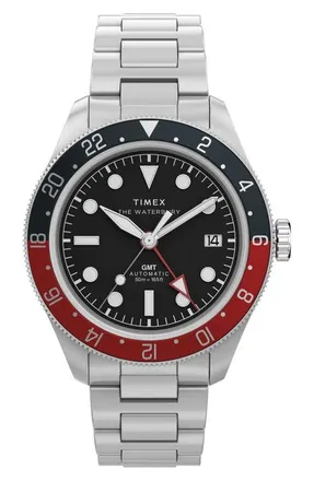 Timex The Waterbury Heritage GMT Automatic Bracelet Watch, 41.5mm in Silver-Tone at Nordstrom