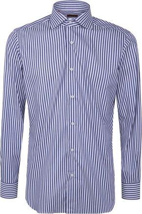 Barba Gestreepte Overhemd - Heren - Casual Overhemden - Blauw - XL - Katoen - Overhemden