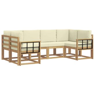 vidaXL Conjunto De Sof&aacute;s De Exterior Con Coj&iacute;n 6 Pcs Blanco Y Crema Vidaxl