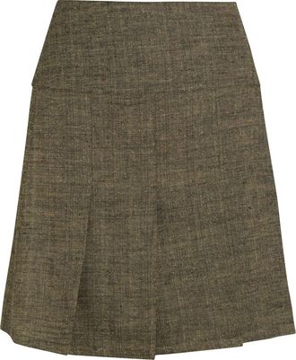 Our Legacy Girdle Pleated Linen and Silk-blend Mini Skirt - Brown - 38 (UK10 / S)