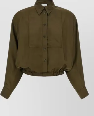Nude viscose long-sleeve shirt