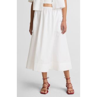 Vince Scalloped Cotton Maxi Skirt in Optic White at Nordstrom, Size Xx-Small