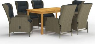 vidaXL Juego De Comedor Para Jard&iacute;n 7 Piezas Marr&oacute;n Vidaxl