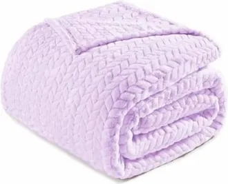 OEM Manta De Lana Extragrande, De 90 X 104 Pulgadas, Suave Y C&oacute;moda, De Franela Jacquard, Ligera Y Mullida, Ideal Para El Invierno, De Color Morado Claro