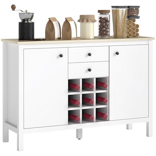 Buffet De Cuisine Avec Portes De Grange Et éclairage LED – 12 étagères, Dimensions 60x40x120 Cm – Blanc – À Monter