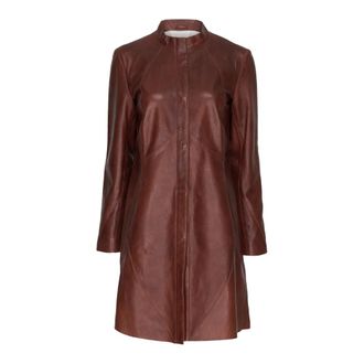 BTF-CPH Chaqueta Cl&aacute;sica de Cuero Estilo Motero - Jackets - Mujer - Marr&oacute;n - L