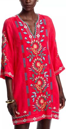 Johnny Was Seamed Swing Mini Dress In Watermelon