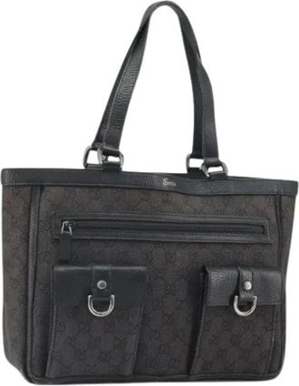Gucci Pre-owned Vintage Canvas Tote Bag - Dames - Vintage Shopper - Zwart - ONE Size - Vintage