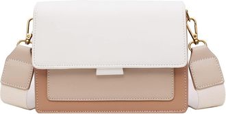 Generic Women Small Leather Flap Crossbody Bag with Compartment Fashion Purse and Handbag Two Toned Casual Shoulder Bags (Khaki)