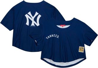 Mitchell & Ness Womens Mitchell & Ness Navy New York Yankees Cooperstown Collection Crop T-Shirt at Nordstrom, Size X-Large