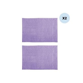 MSV Juego De 2 Alfombras De Ba&ntilde;o Chenille Microfibra 50x80cm Lavanda Msv
