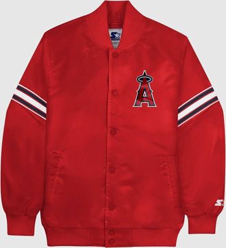 Starter Mens Los Angeles Angels Satin Full-Snap Jacket In Red