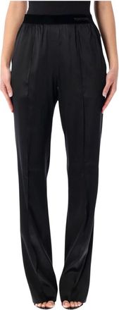 Tom Ford Stretch Silk Satin PJ Broek - Dames - Wijde Broeken - Zwart - M - Satijn - Broeken