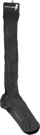 Dolce & Gabbana Ribbed Socks tot de Kuit - unisex - Sokken - Grijs - ONE Size - Wol - Ondergoed
