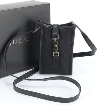 Gucci Jackie Black Leather Nylon Shoulder Bag (Pre-Owned)