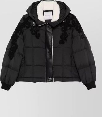 Ermanno Scervino quilted floral appliqu&eacute; drawstring hood down jacket