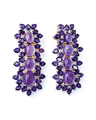 Arthur Marder Fine Jewelry Vermeil 1.00 Ct. Tw. Diamond & Amethyst Earrings