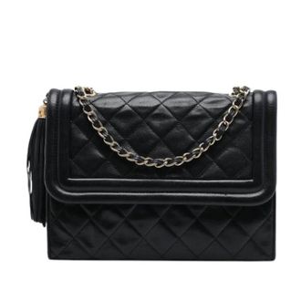 Chanel Pre-owned Vintage Quilted Lambskin Crossbody - Dames - Pre-owned - Zwart - Maat: ONE Size Leer