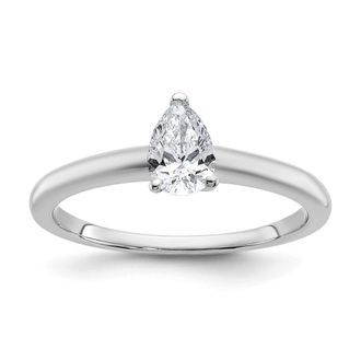 Diamond2Deal 14k White Gold 1/2 Ct Certified Pear Lab Grown Diamond Solitare Engagement Ring