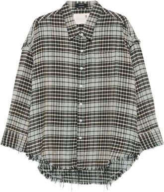 R13 Camicia con motivo scozzese - Blu