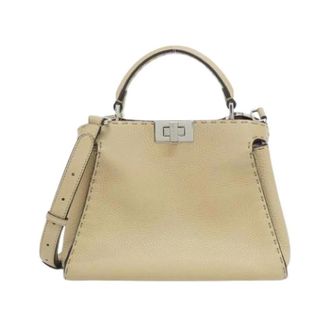 Fendi Pre-owned Peekaboo Handbag - Dames - Vintage Handtas - Beige - ONE Size - Leer - Vintage