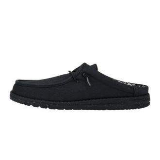 Hey Dude Mens Wally Slip Stretch Canvas Shoes In Black