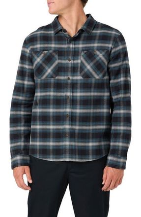 O'Neill Coastline Plaid Stretch Cotton Flannel Button-Up Shirt in Black at Nordstrom, Size Xx-Large