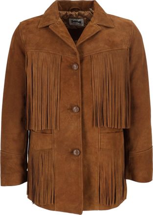 Schott NYC Brown Fringed Suede Leather Jacket