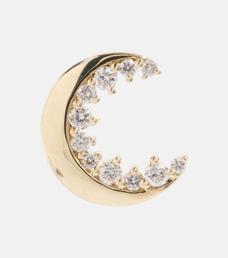 Sydney Evan Crescent Moon 14kt gold single earring with diamonds