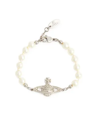 Vivienne Westwood Mini Bas Relief Faux Pearl Bracelet - Silver - One Size
